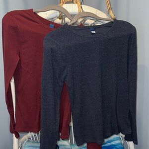 Old navy set of 2 red and blue Long Sleeve Tops